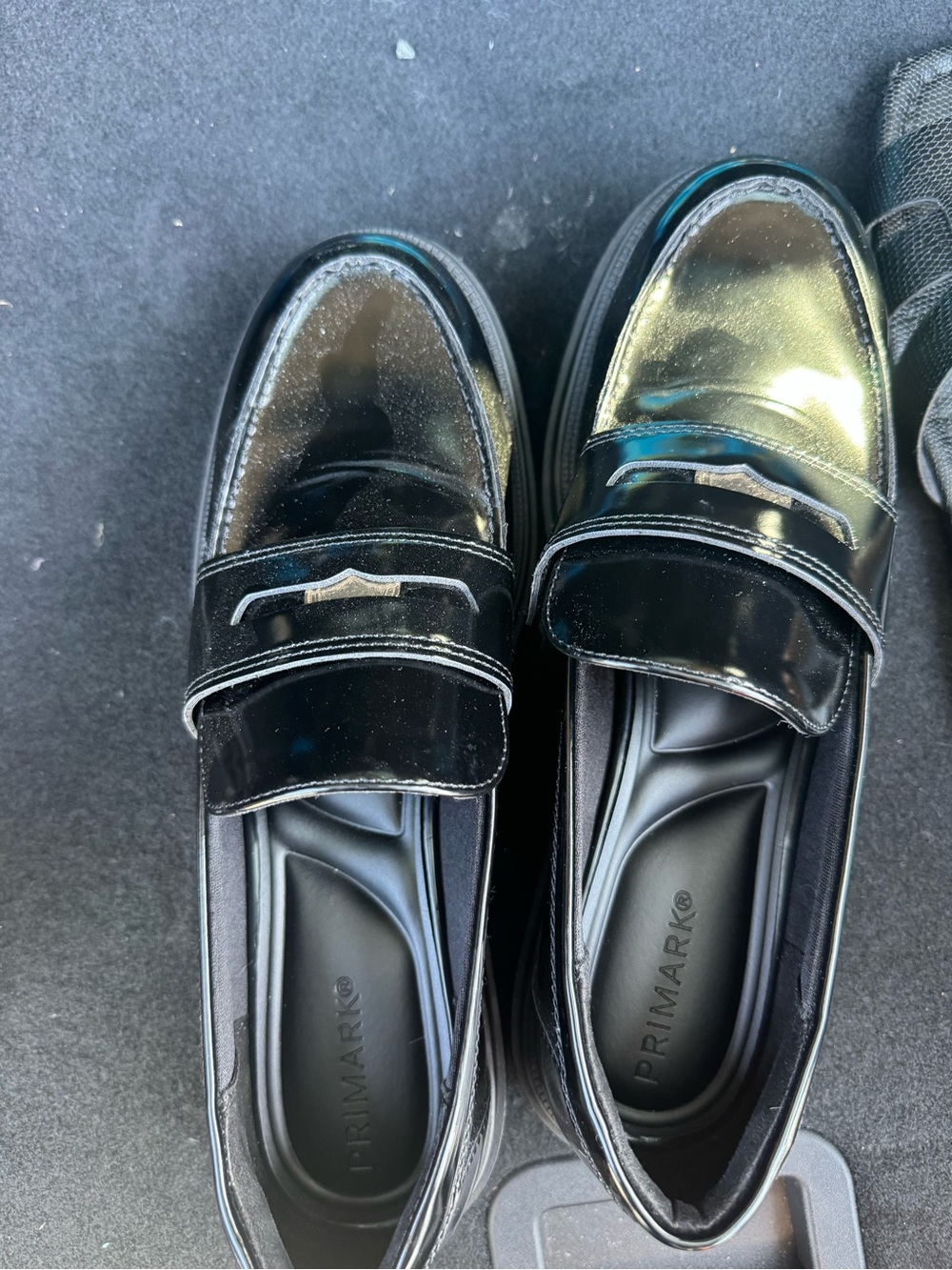 Primark Women Black Patent Slip-On School Loafers
